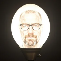 overexposed!!!!!!!!!!!!!! photo of bright lamp with face of walter white