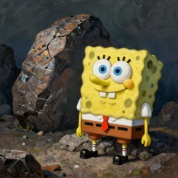 The Rock as Spongebob, old painting