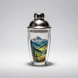 miniature cocktail shaker, studio product photography, isolated on a pure white background, centered, entire object in frame, sharp focus, soft studio lighting