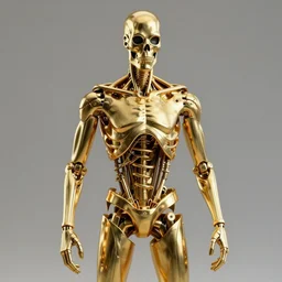 a photorealistic t - 8 0 0 terminator made out of pure gold 4 k