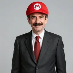 Richard Nixon wearing bad Mario cosplay