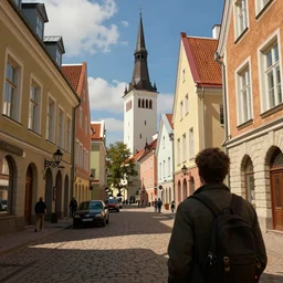 Estonia streets of Tallinn as a PS1 first person video game