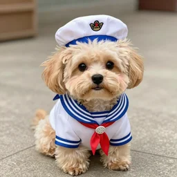a cute puppy wearing a sailor uniform