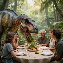 dinosaur eating inside a dinner-W 1088