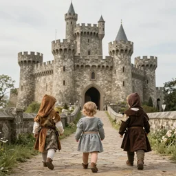 babies getting ready to invade a medieval castle