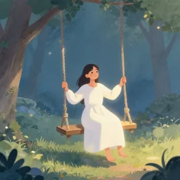 a swing, fantasy, soft lighting, illustration, magical aesthetics