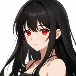 beautiful anime girl with jet black long hair with blood red eye wearing a white hakama and a black haori equipped with intricately decorated katana, concept art, highly detailed digital art, intricate, dark colors, art by greg rutkowsi, wlop, 8 k