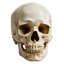 embroidered human skull replica, clean 3d render, octane render, isolated on a pure white background, centered, entire object in frame, sharp focus, soft studio lighting