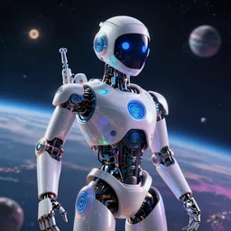 fantastical colorful photo of an ai intelligence bot in space, 4k