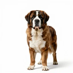 saint bernard, photorealistic wildlife photography, full body, isolated on a pure white background, centered, entire subject in frame, sharp focus, soft studio lighting