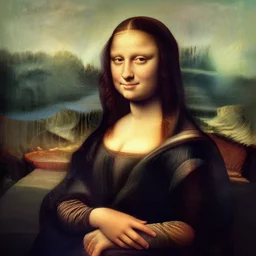 A portrait of mona lisa holding a giant join in real life, amazing detail, digital art