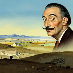 A beautiful landscape, digital art, illustration, by Salvador Dali