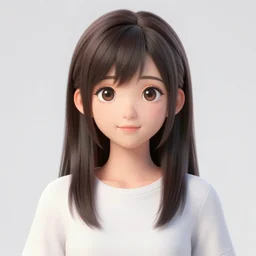 japanese girl portrait in cute realistic anime 3d visualisation style