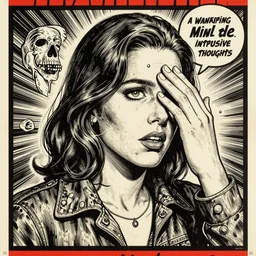 a wandering mind, intrusive thoughts, 1 9 6 0 s horror movie poster, high details, intricate details, by vincent di fate, artgerm julie bell beeple, inking, vintage 6 0 s print, screen print