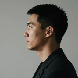 portrait of a man in profile, ((woman))