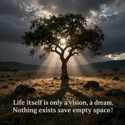 Life itself is only a vision, a dream. Nothing exists save empty space - and you! And you are but a thought