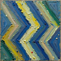oil paint impasto relief, beautiful zig zag pattern by franz marc, multi layered thick brush marks, some splattered paint, in the style of ivan shishkin and frank auerbach and van gogh