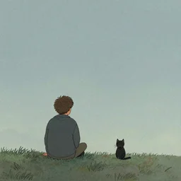 a lonely man and a cat, by shaun tan