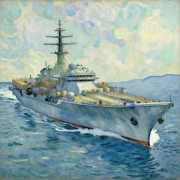 An aircraft carrier by Vincent Van Gogh