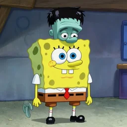 film still of spongebob squarepants as frankenstein's monster in frankenstein ( 1 9 3 1 ), coming to life, nickelodeon spongebob cartoon