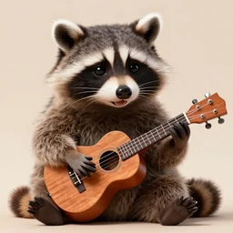 raccoon possum hybrid monster playing a ukulele