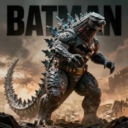 batman v godzilla promotional poster, hyperdetailed, artstation, cgsociety, 8 k