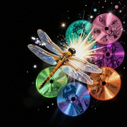 A dragonfly flying , several colorfully discos exploding behind it by Stanley Artgerm Lau, game pack, assets, WLOP, Rossdraws, James Jean, Andrei Riabovitchev, Marc Simonetti, and Sakimichan, trending on artstation , assets, HD , strong contrast