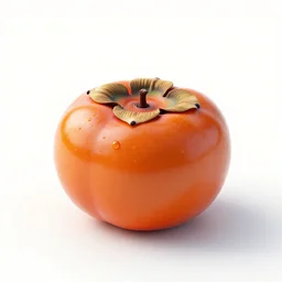lacquered persimmon, clean 3d render, octane render, isolated on a pure white background, centered, entire object in frame, sharp focus, soft studio lighting