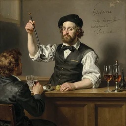 sketch portrait of a bartender serving customers in a bar, by peter paul rubens