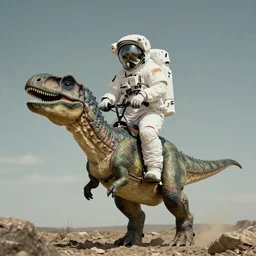real vintage photo, an astronaut riding on a dinosaur, detailed, hyper realistic, 4 k octan render, unreal 5