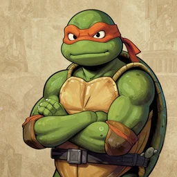 Leonardo from the Teenage Mutants Ninja Turtles painted by Leonardo da Vinci, masterpiece