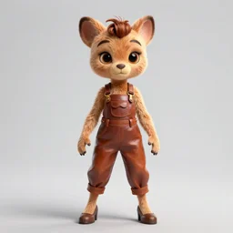 Disney\'s Trixie clothed in a leather overall, full body shot, high quality drawing, digital art,  hyper detailed, hyper realistic
