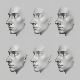 game asset sheet, how to sketch 3 / 4 pose nose overlay