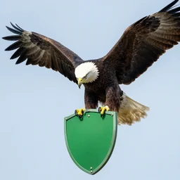 eagle grabbing a green shield