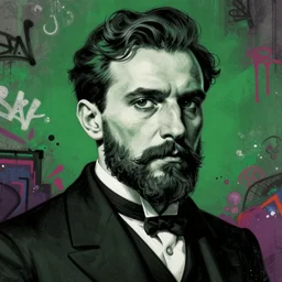 hyper detailed ultra sharp gavrilo princip serbian nationalist photorealistic portrait, noir aesthetic, masterpiece, vibrant, illustration, art by sachin teng, felix englund, organic matte painting, emerald color palette, hard edges, graffiti, street art 8 k