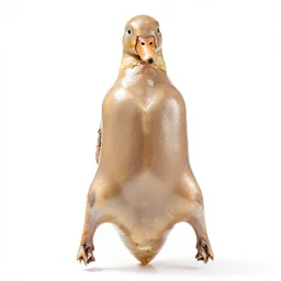 translucent peking duck, high detail macro photography, isolated on a pure white background, centered, entire object in frame, sharp focus, soft studio lighting