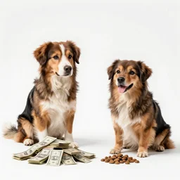 MrBeast making a dog pick between a pile of money and dog treats! Youtube thumbnail. Stylized Digital Art. 4K HD Wallpaper.