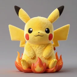 pikachu plush toy on fire