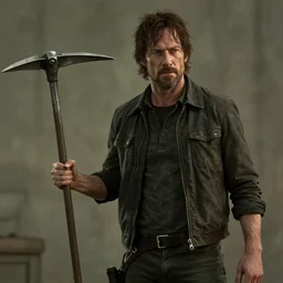 a still of Gordon Freeman holding a crowbar in the Walking Dead, 4k, cinematic, hyperdetailed