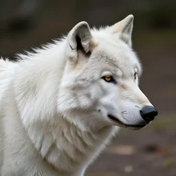 a realistic white wolf head seen from the side, fantasy art