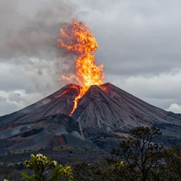 A volcano erupting flowers