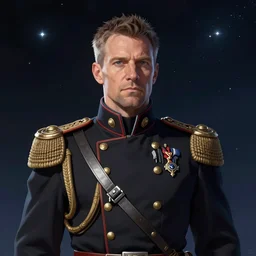 Stellaris style portrait of a general from the Commonwealth of Man, digital art