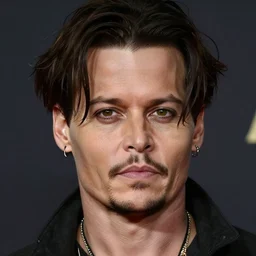 realistic detailed head and shoulders portrait of johnny depp by alphonse mucha, ayami kojima, amano, greg hildebrandt, and mark brooks, male, art nouveau, neo - gothic, gothic