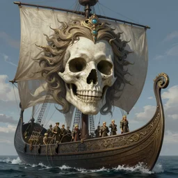 Death is swallowed up in victory, very detailed and beautiful face, artwork by artgerm, on a Viking ship, wide angle, full body, DD, fantasy, highly detailed, digital painting, artstation, smooth, sharp focus, art by thomas kinkade and Stephan Martiniere and Kevin Swartz