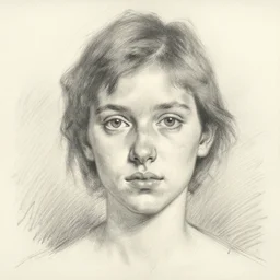 loose 5 minute scribble of a beautiful face, pencil drawing by john singer sargent