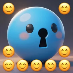 the most cutest adorable happy picture of a blue ball face, key hole on blue ball, locklegion, lock for face, keyhole faceial movement, chibi style, wooperlock, wooper lock, black keyhole face, adorably cute, enhanched, deviant adoptable, digital art Emoji collection