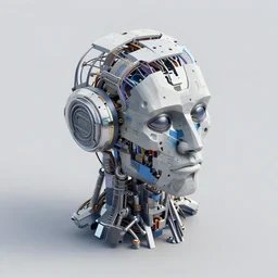 isometric octane render of a deconstructed thinking machine