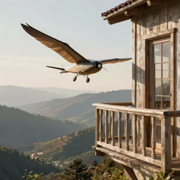 wingman about to take flight from his windy balcony