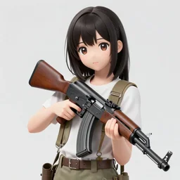 cell shaded, a cute anime girl holding a realistic hyper detailed m 1 + garand, wlop, ilya kuvshinov, artgerm, krenz cushart, greg rutkowski, hiroaki samura, range murata, james jean, katsuhiro otomo, erik jones