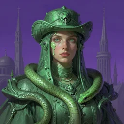 Interplanetary wild west snake oil bull run serum cathedral, fantasy, portrait, sharp focus, intricate, elegant, digital painting, artstation, matte, highly detailed, concept art, illustration, volumetric lighting, purple green color scheme, art by Ilya Kuvshinov, artgerm